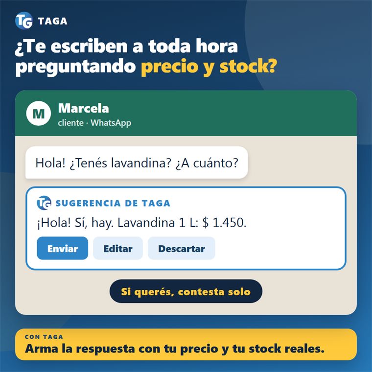 WhatsApp que arma la respuesta de precio y stock
